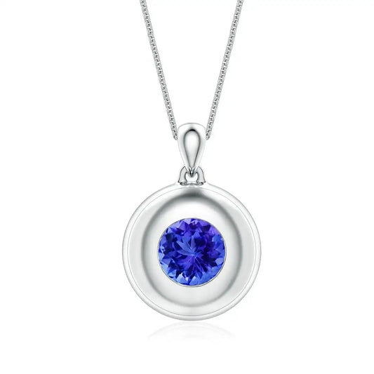 2026 New Arrival Handmade Jewelry Pendant 14K Gold Round Cut 9MM 2.5C IGI Certified Tanzanite Men’s Medallion Pendant With Chain