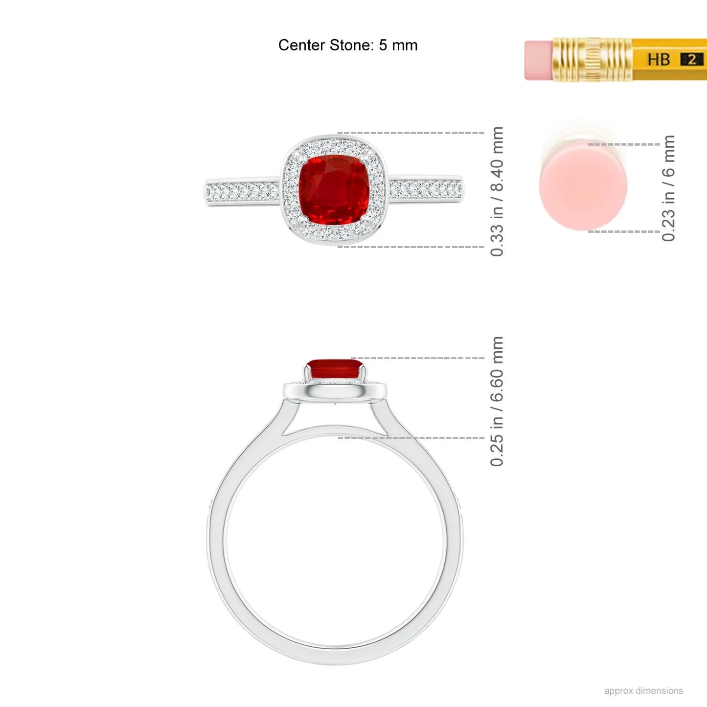 14K Solid Gold Classic Cushion Natural Ruby Engagement Ring with Halo Diamond Ruby Solitaire With Pave Accent Diamond Band Ring