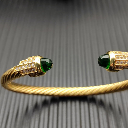 FASHIONISTA DY High-Quality Gold-Plated Diamond-Set Bangle, Unisex Silver-Plated Diamond-Set Bangle, Jewelry