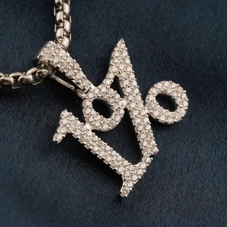 BiG-BOSS Iced Out 1 Percent Silver Plated Moissanite Cushion Cut Custom Number Luxury Hip Hop Statement Pendant for Men