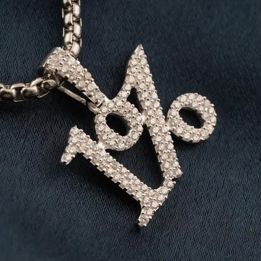 BiG-BOSS Iced Out 1 Percent Silver Plated Moissanite Cushion Cut Custom Number Luxury Hip Hop Statement Pendant for Men