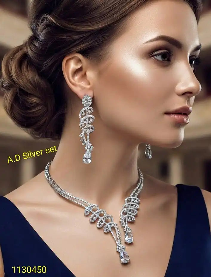 Elegant Amethyst Drop Necklace Set Silver Plated Purple Stone Wedding Party Bridal Fashion Jewelry Set for Women Gift Set