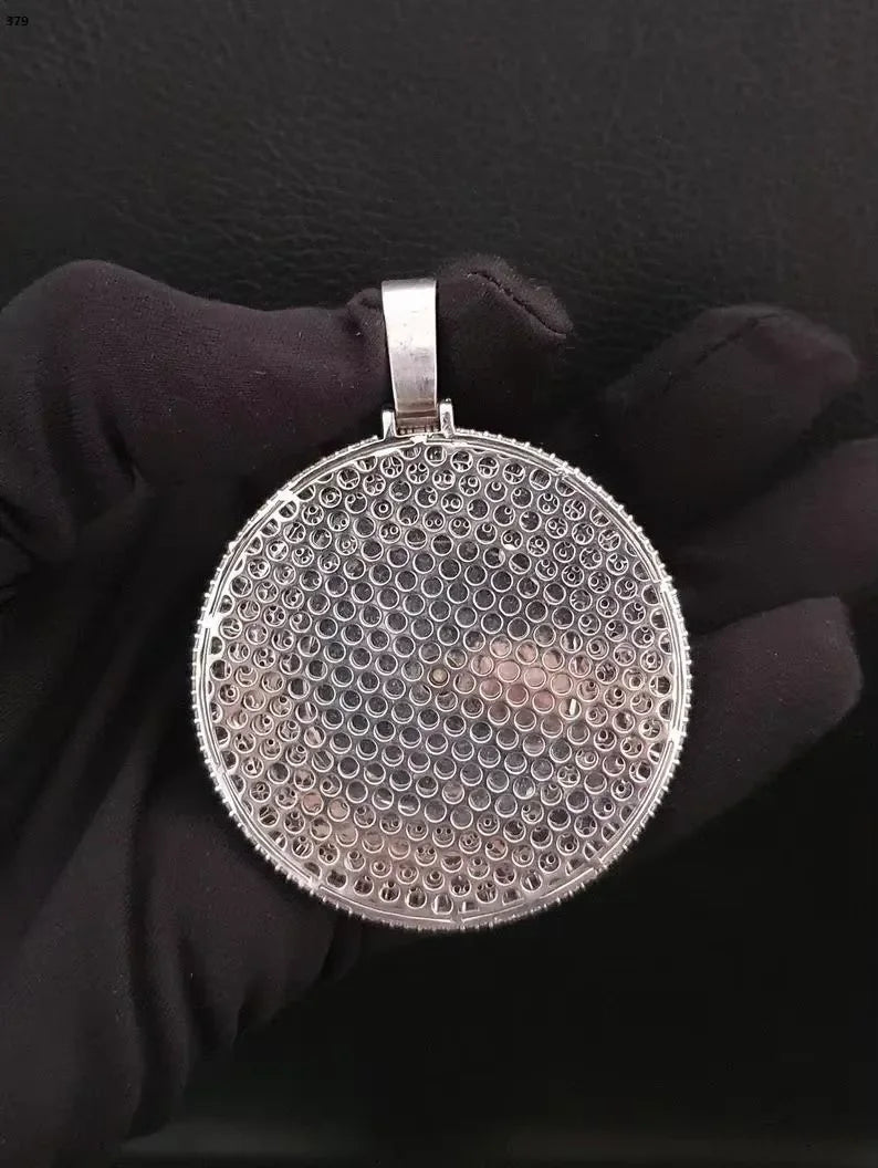 BiG-BOSS Iced Out Round Custom Moissanite Bezel Setting Pendant Silver and Rose Gold Tone Hip Hop Jewelry for Men and Women