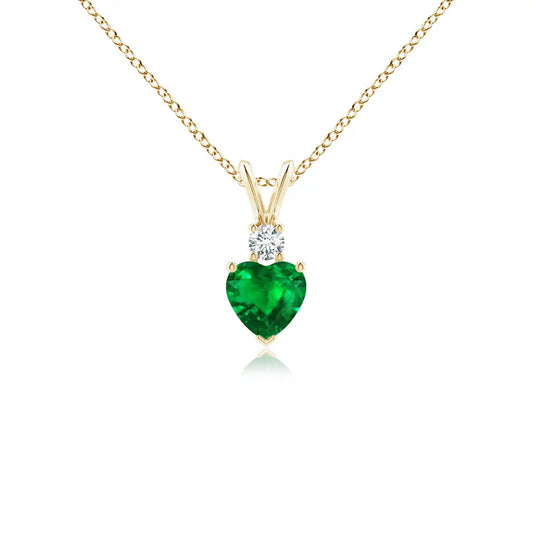 14K Solid Gold Natural Emerald Heart-Shaped Rabbit Ear Bale Pendant Classic Fine Jewellery Gift For Her New Arrival 2026