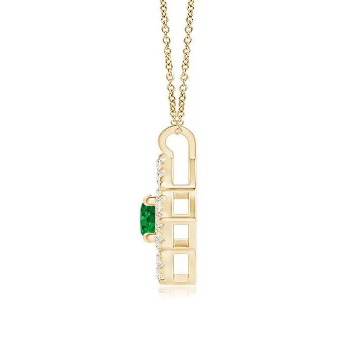 14K Solid Gold Natural Emerald Vintage Inspired Clover Pendant Fine Jewellery May Birthstone Anniversary Gift For Her 2026