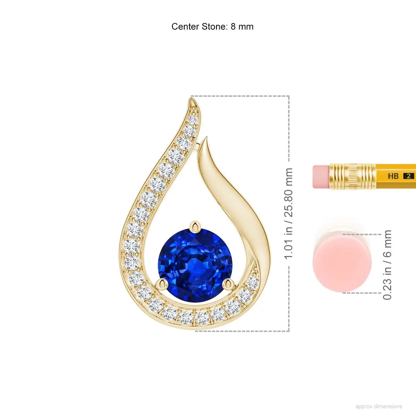 Round Cut 0.75Ct Floating Blue Sapphire Tulip Handmade Pendant with Diamonds 18K Gold IGI Certified Natural Gemstone Pendant OEM