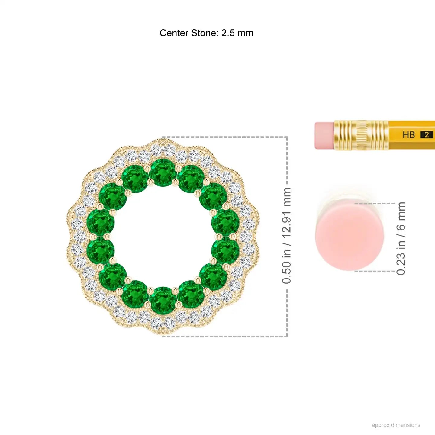 14k Pure Gold Emerald & Diamond Floral Circle Pendant High Quality Customized Handmade Beautiful Round Cluster Pendant Necklace