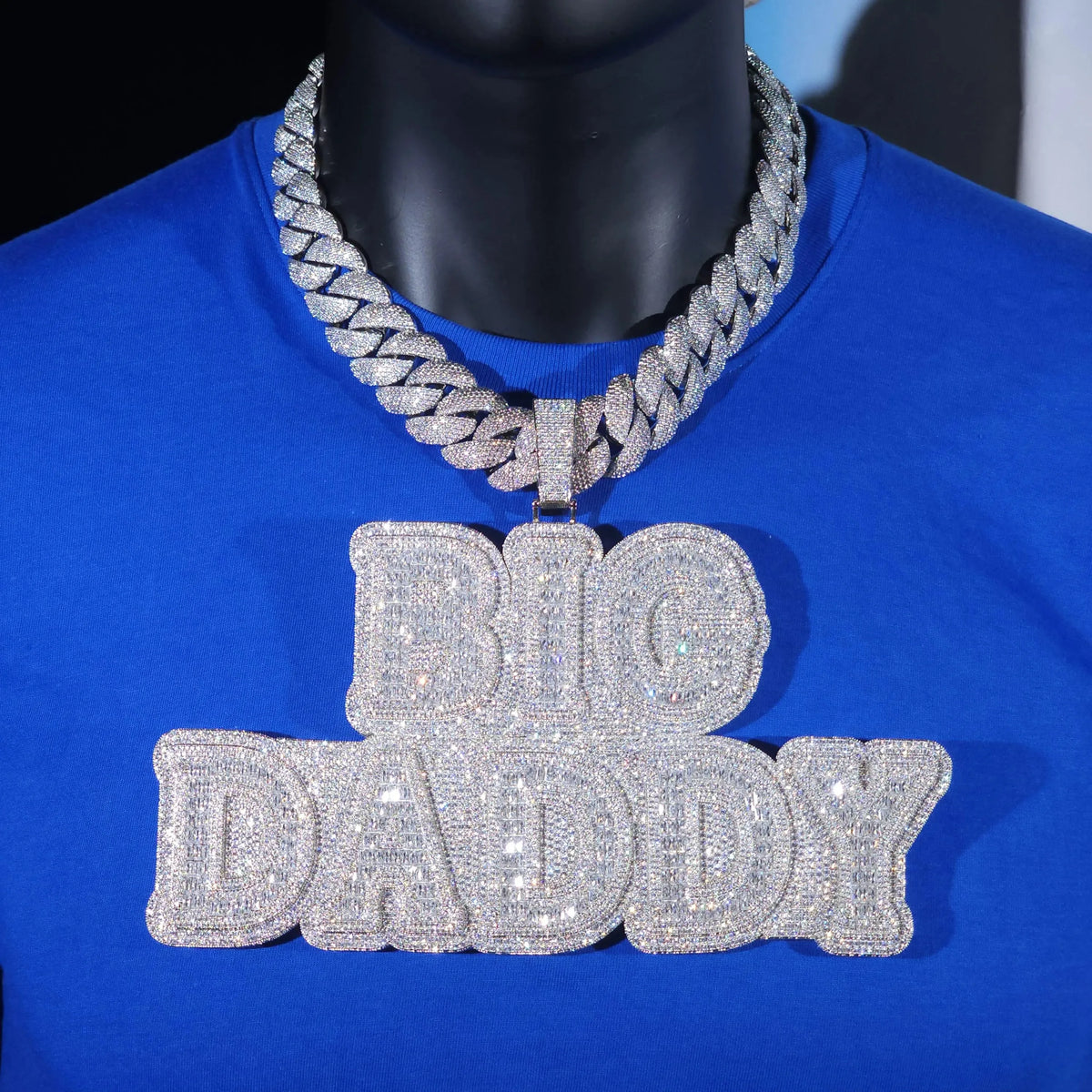 BiG-BOSS Buy Iced Out Silver Plated Moissanite Custom Name Necklace Baguette Letter Pendant Hip Hop Cuban Chain for Men's Luxury India