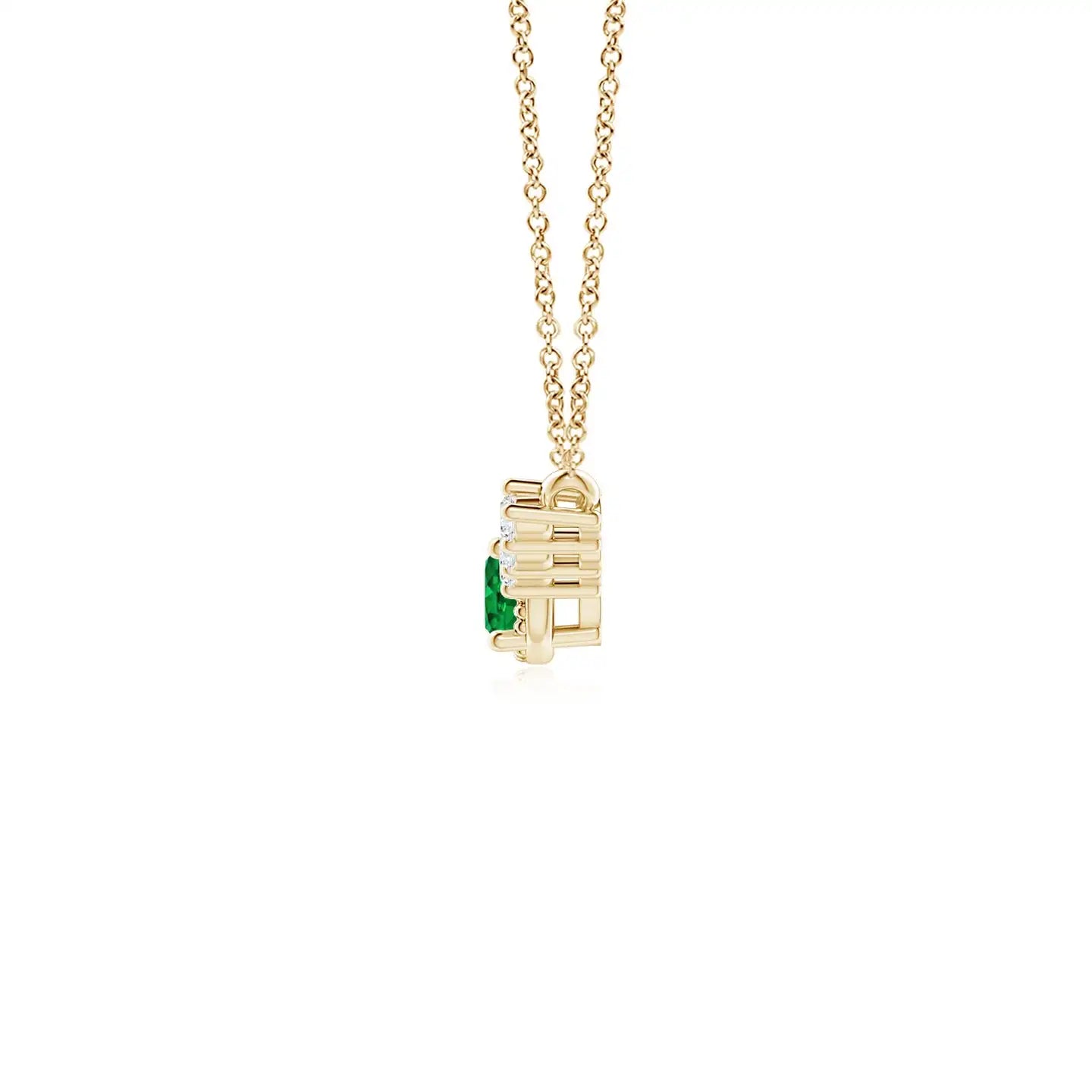 14K Solid Gold Natural Emerald Vintage Inspired Diamond Curved Bar Pendant Classic Fine Jewellery Anniversary Gift For Her 2026