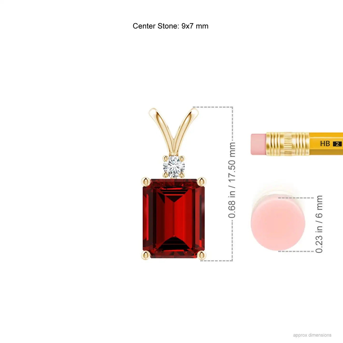 2026 New Arrival Handmade Jewelry Pendant 14K Gold 9x7MM Emerald-Cut IGI Certified 2.25C Red Ruby Solitaire Pendant with Diamond