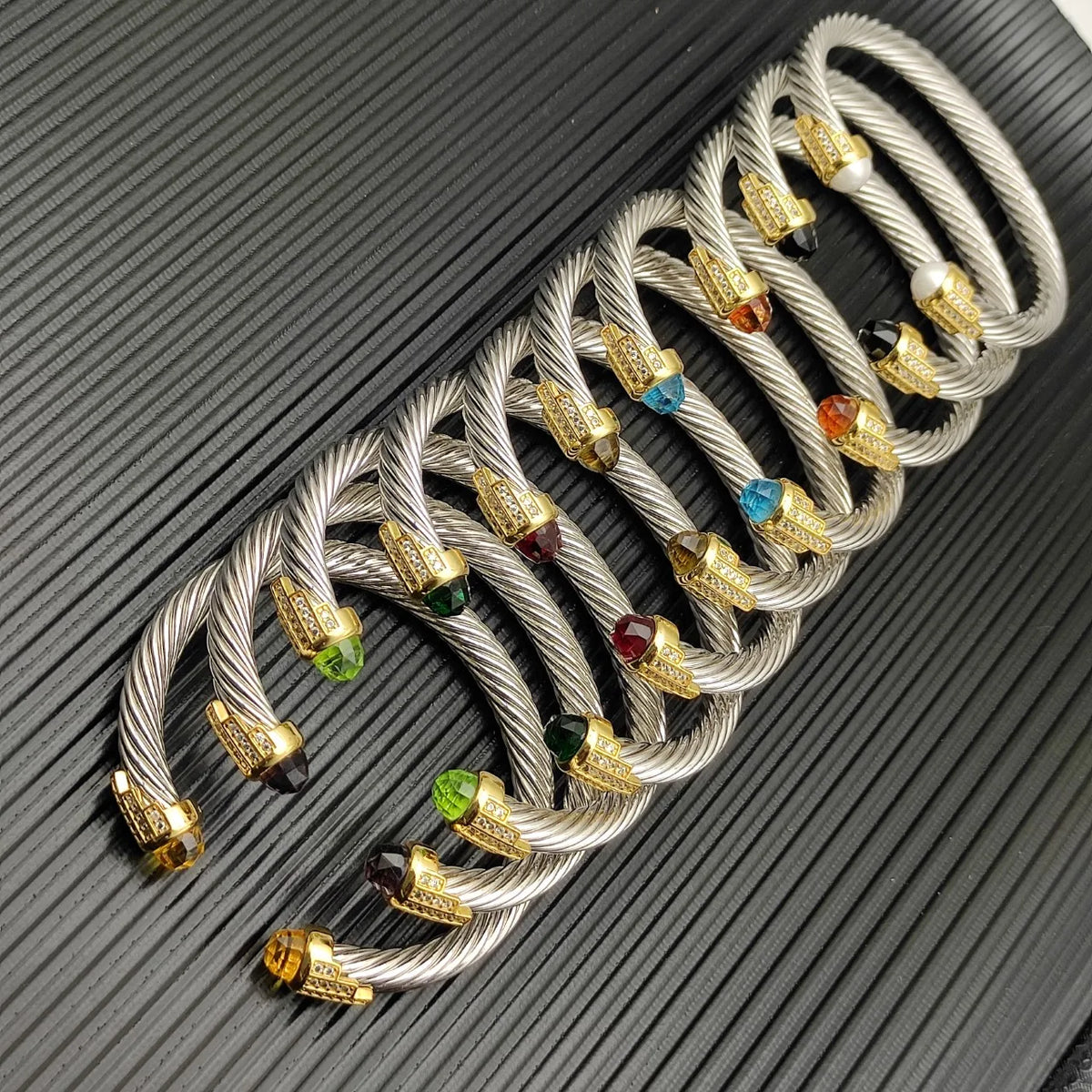 FASHIONISTA DY High-Quality Gold-Plated Diamond-Set Bangle, Unisex Silver-Plated Diamond-Set Bangle, Jewelry