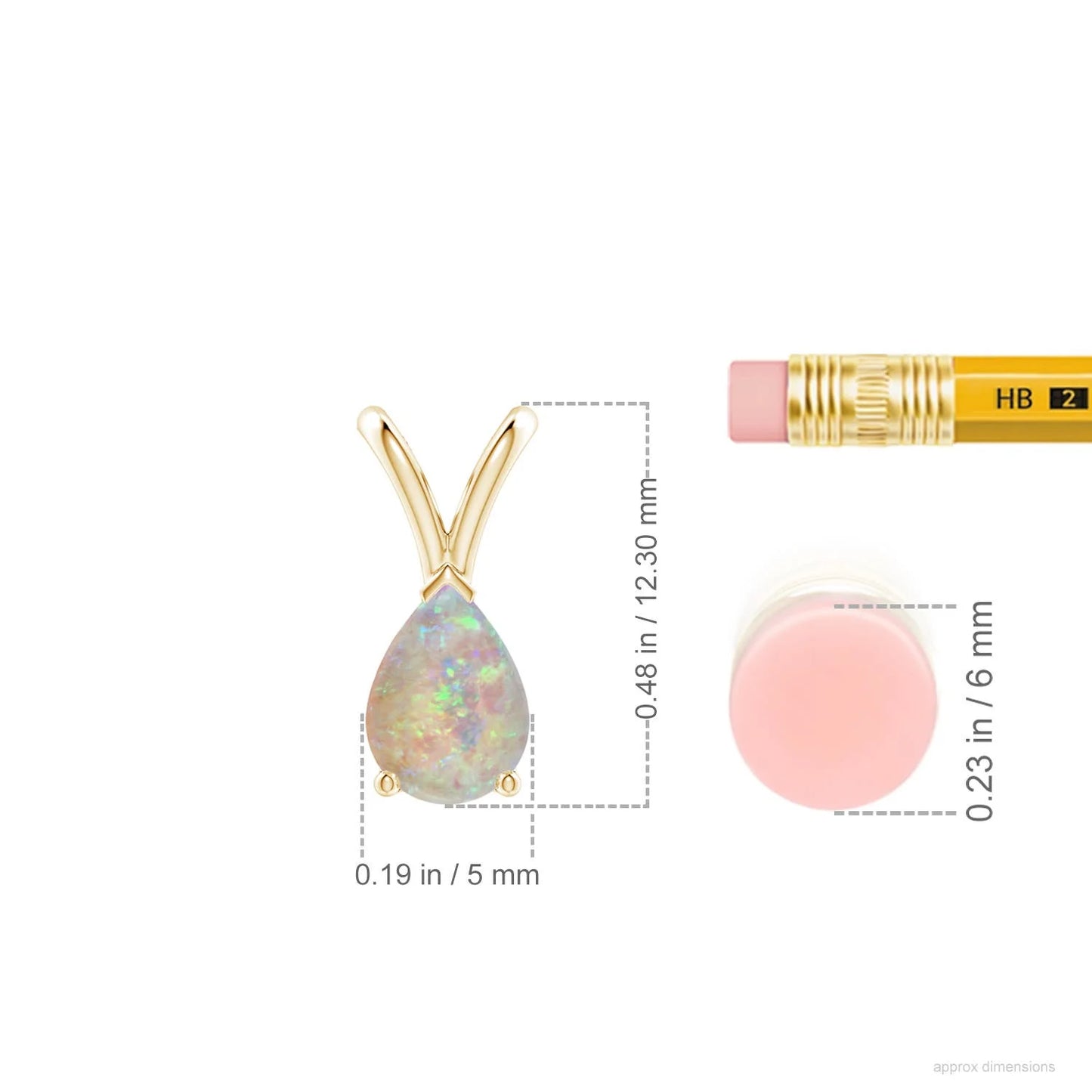 14K 18K Gold Pear Cut Natural Opal Gemstone V Bale Design Pendant Charm Link Chain Necklace Fine Jewelry Custom Handmade Pendant