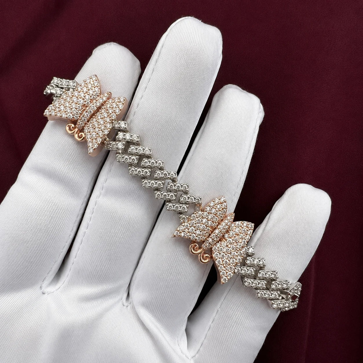BiG-BOSS Luxury VVS1 Lab Grown Diamond Butterfly Bracelet Gold Plated Cushion Cut Fine Jewelry Sparkling Womens Gifts Bridal Party Wear