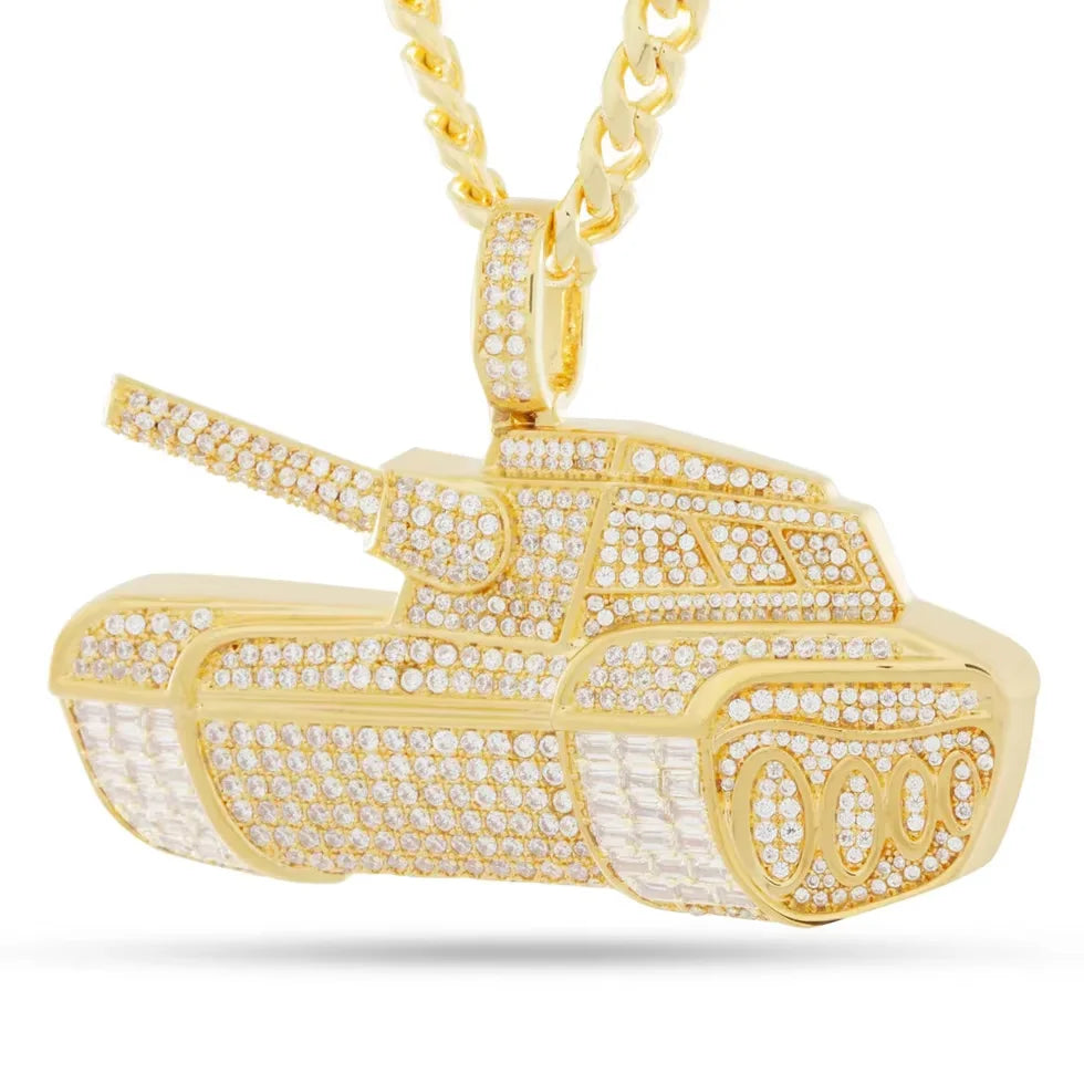 BiG-BOSS Iced out gold tone pendant necklace with moissanite stones for men hip hop style fashion jewellery