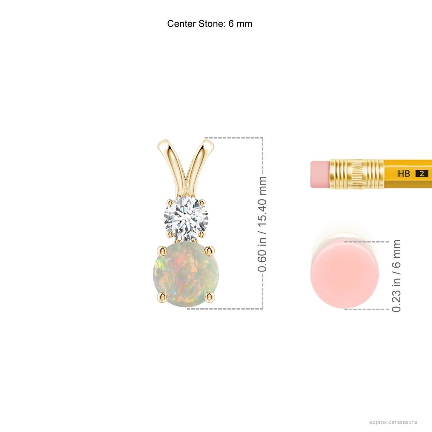 2026 Top Selling IGI Certified Opal & Diamond Pendant Necklace 14K Gold Prong-Set Round Natural Opal & Diamond Two Stone Pendant