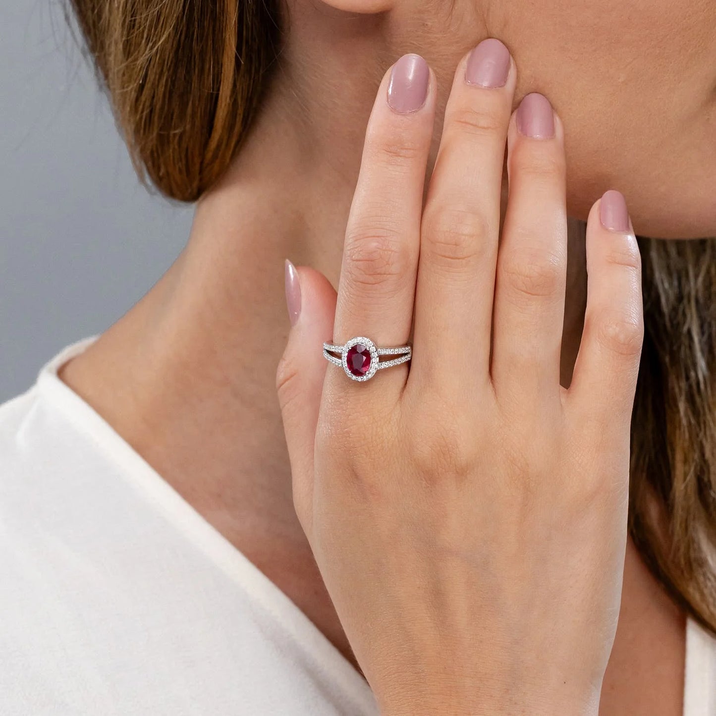 14k Solid Gold Prong Sett Oval Cut Ruby & Pave Diamond Split Shank Ring Certified Fine Jewelry SI/H Real Diamond Engagement Ring