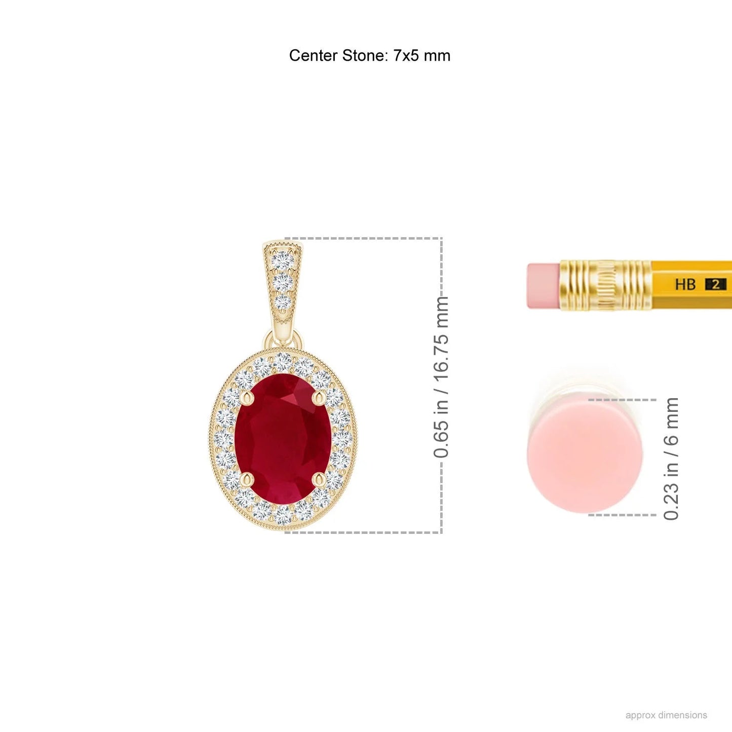 14K Gold Vintage Style IGI Certified 7*5MM Oval 0.66 Ctw Red Ruby Pendant With 0.12 Ctw Diamond Halo Luxury Party Wear Pendant