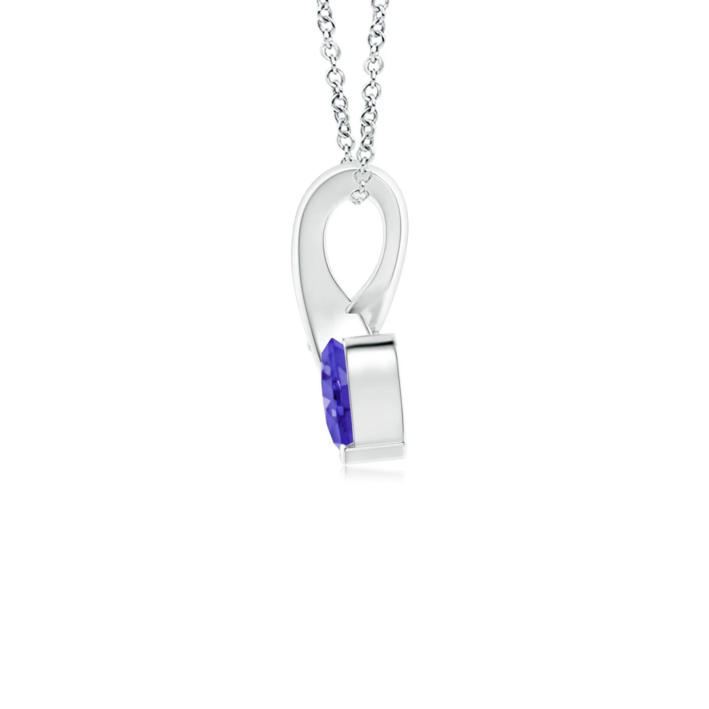 New Arrival Heart Shape Pendant Romantic Gift For Woman 14K Gold Natural Tanzanite Ribbon Design Pendant With Diamond Necklace