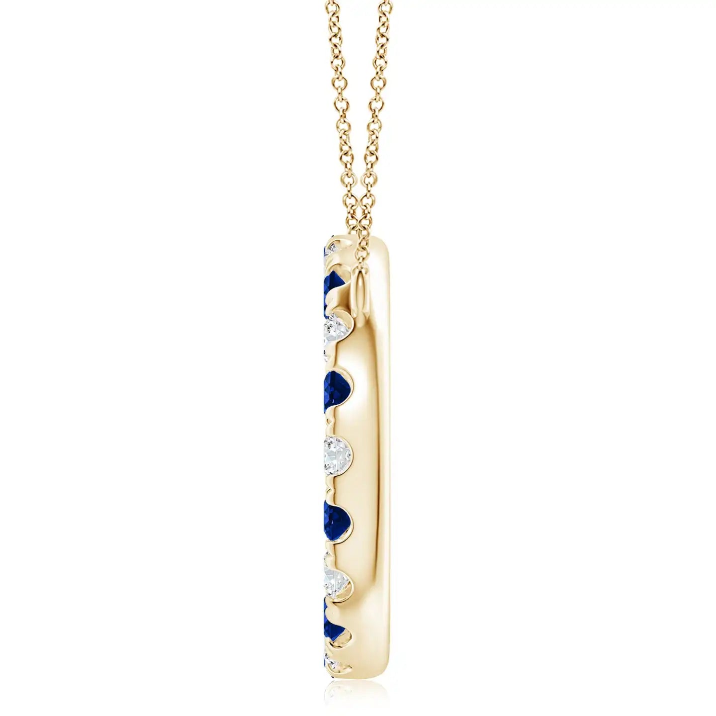 14K 18K Solid Gold Luxury Shiny Pendant Necklace IGI Certified Natural Blue Sapphire With Diamond Open Circle Eternity Pendant