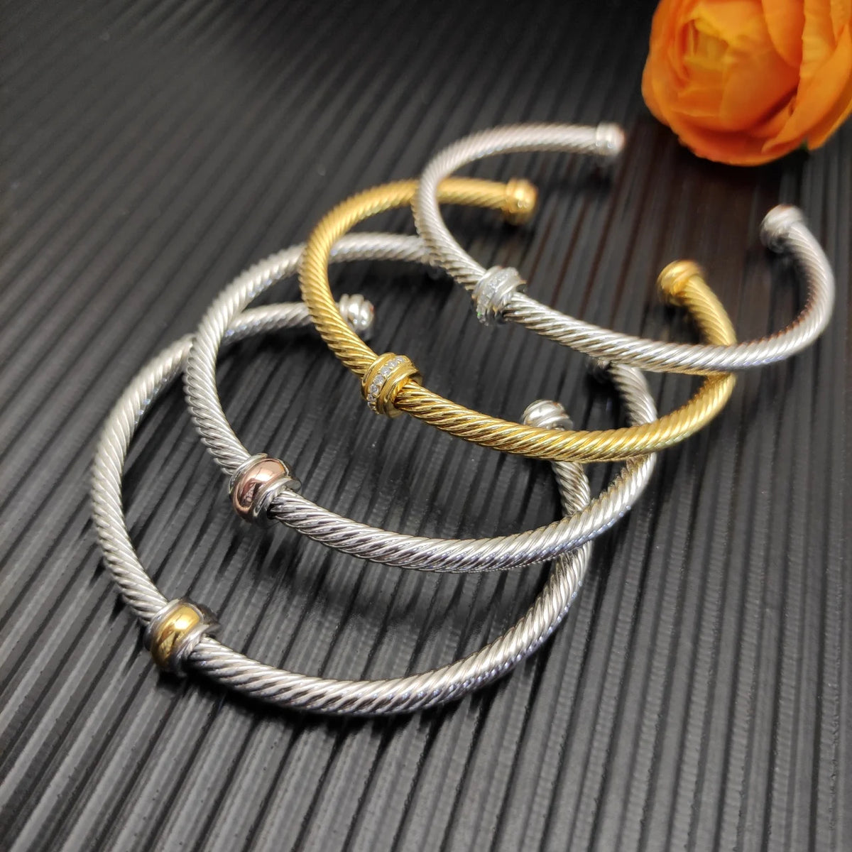 REBEL DY High-Quality Gold-Plated Diamond-Set Bangle, Unisex Silver-Plated Diamond-Set Bangle, Jewelry