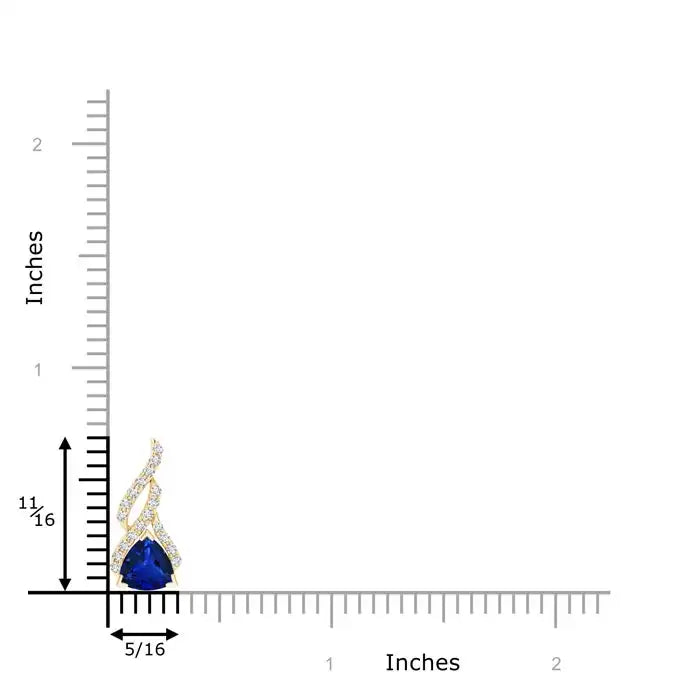 High Quality Trillion Cut Natural Blue Sapphire Solitaire Pendant With Diamond Swirl Design Bale 14K Solid Gold Gemstone Pendant