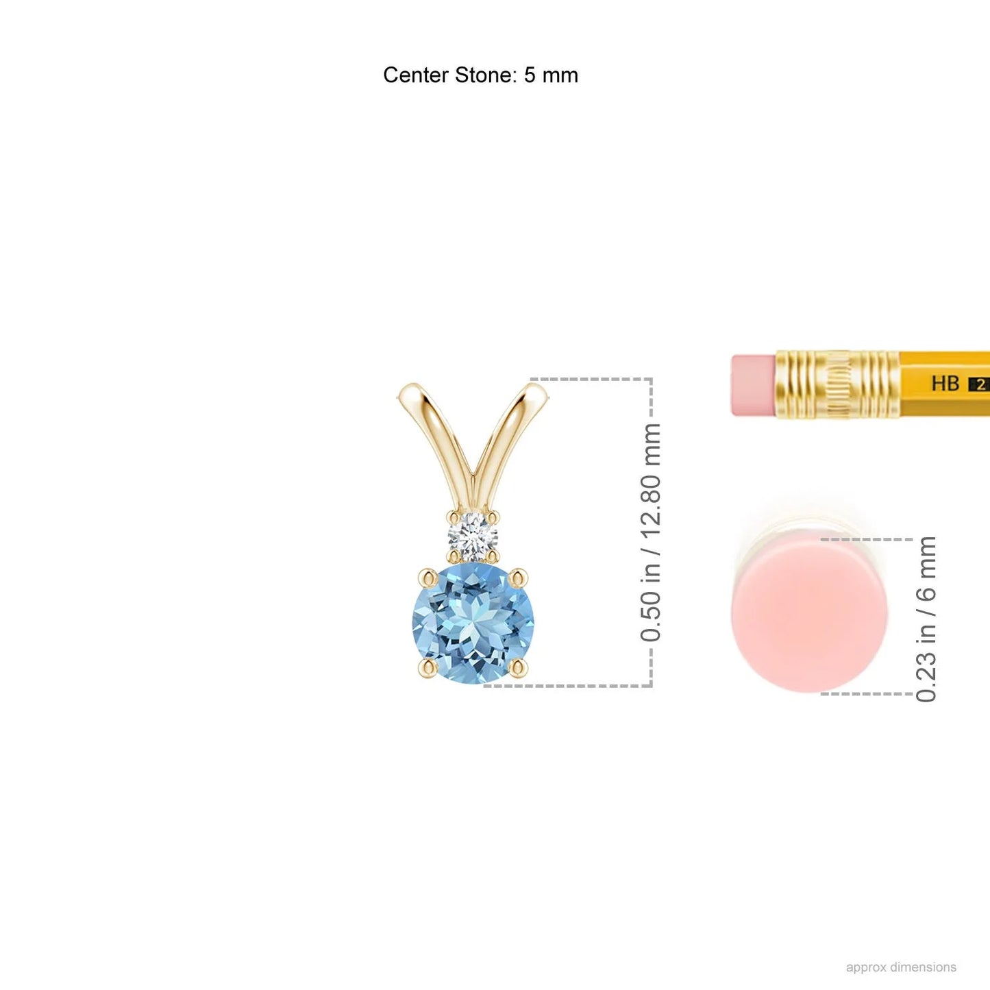 14K Real Gold IGI Certificate Round Aquamarine & Diamond Solitaire V-Bale Pendant 2026 Fashionable Link Chain Necklace For Women