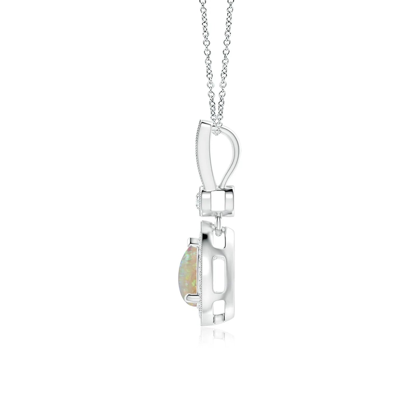 Hot Selling 14k Gold Genuine 6x4mm Pear Cut Fire Opal & G-h Diamond Teardrop Pendant Link Chain Necklace Fine Jewelry Pendant