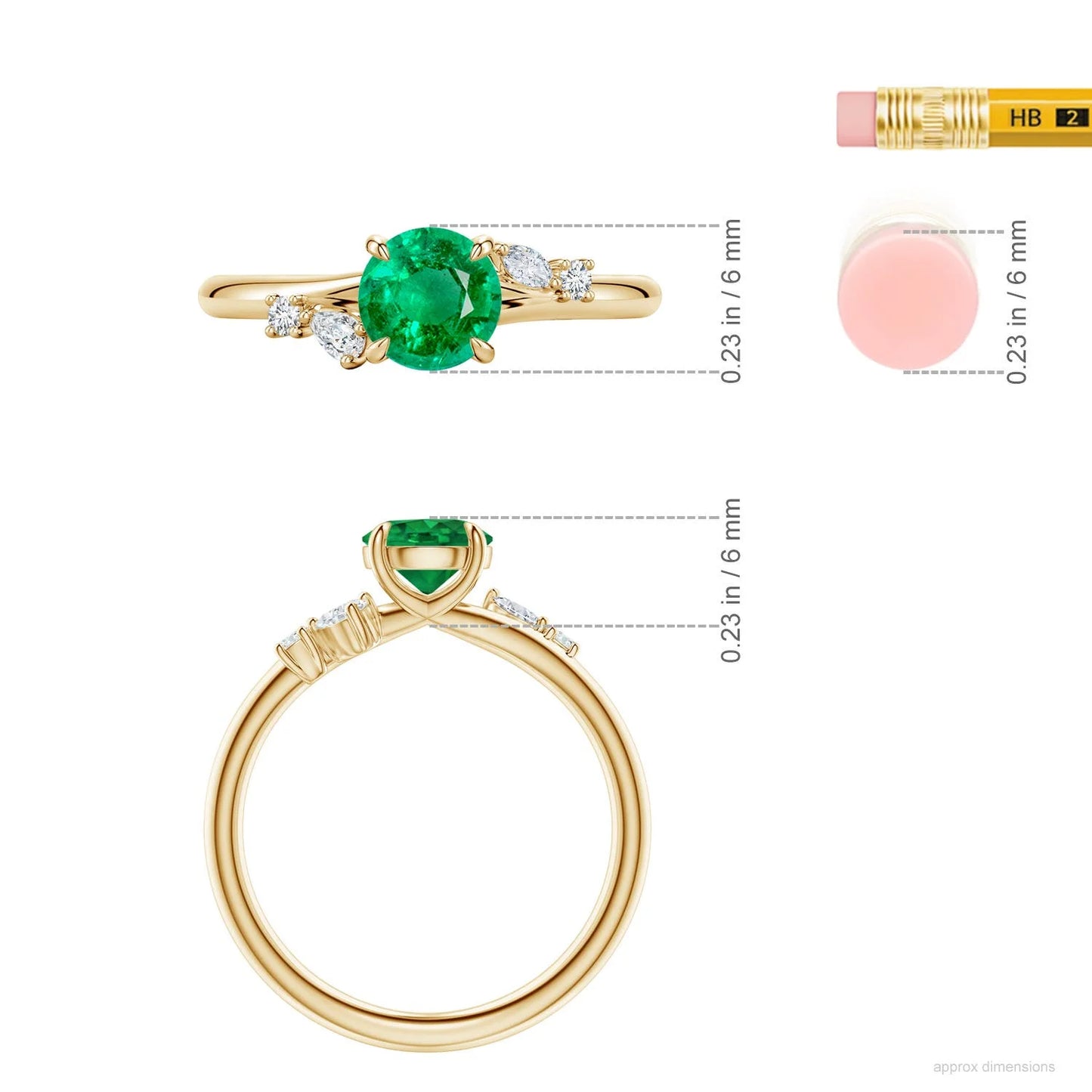 14K Gold Round Cut 1Ctw Green Emerald Gemstone Engagement Ring with Multi-Shape Natural Diamond Accents Customized Handmade Ring