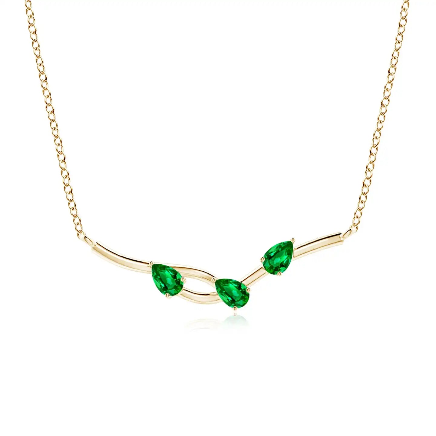14K Solid Gold Natural Pear-Shaped Emerald Tree Branch Pendant Classic Fine Jewellery Anniversary Wedding Gift For Her 2026