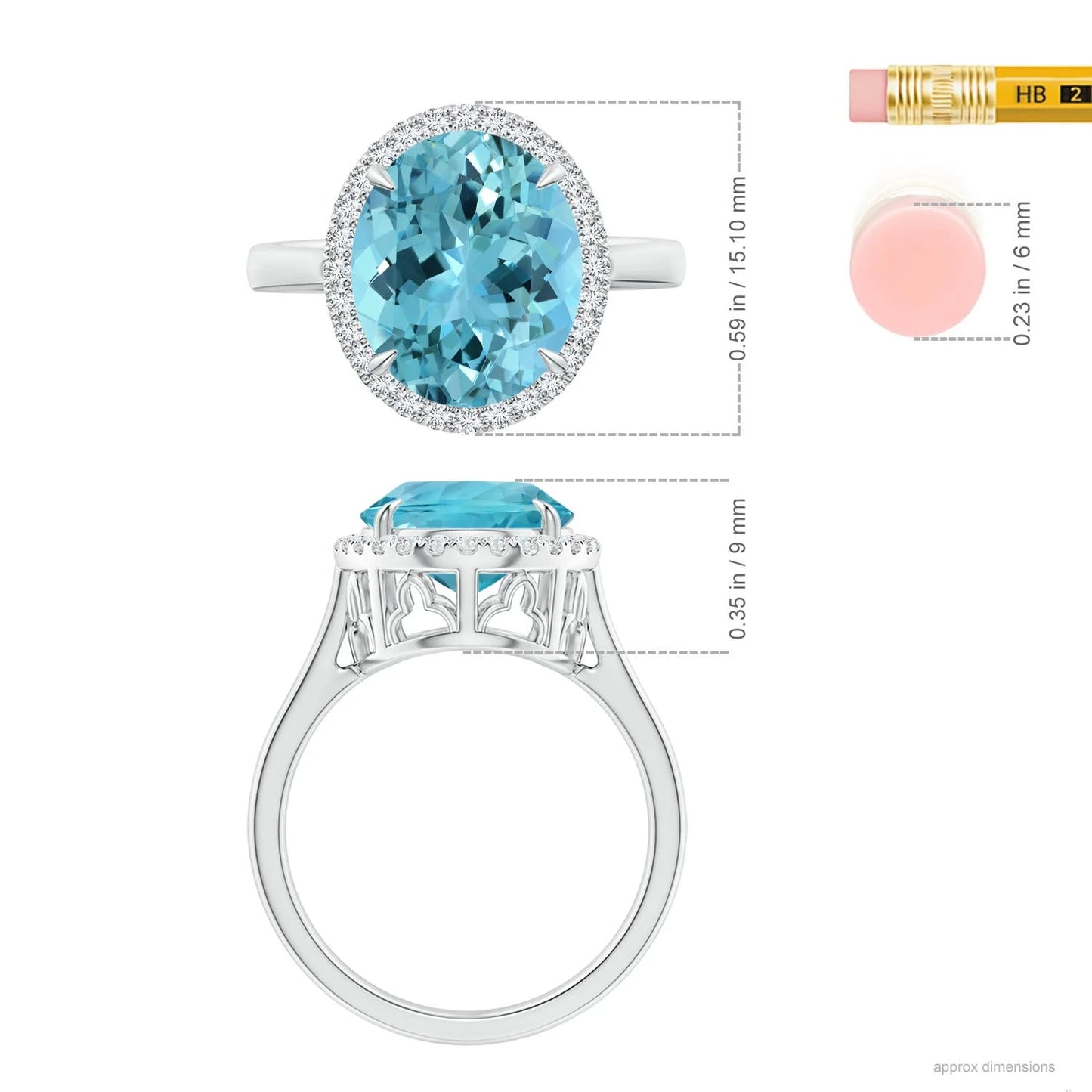 14K Gold Prong Set Oval Cut Natural Aquamarine With Accent Diamond Cathedral Ring Certified Stone Engagement Ring For Woman