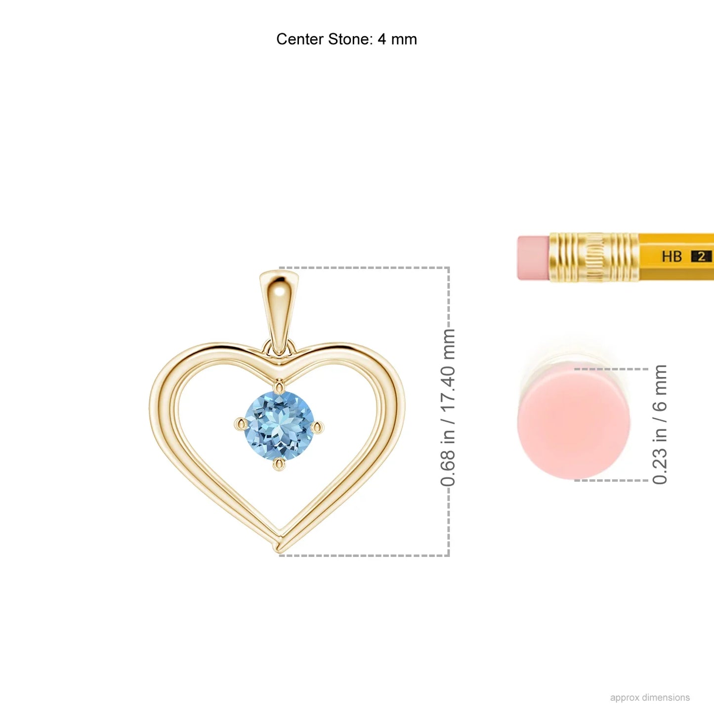 14K 18K Gold Natural Round IGI Certified Claw Setting Aquamarine Solitaire Open Heart Pendant High Quality Handmade Love Pendant