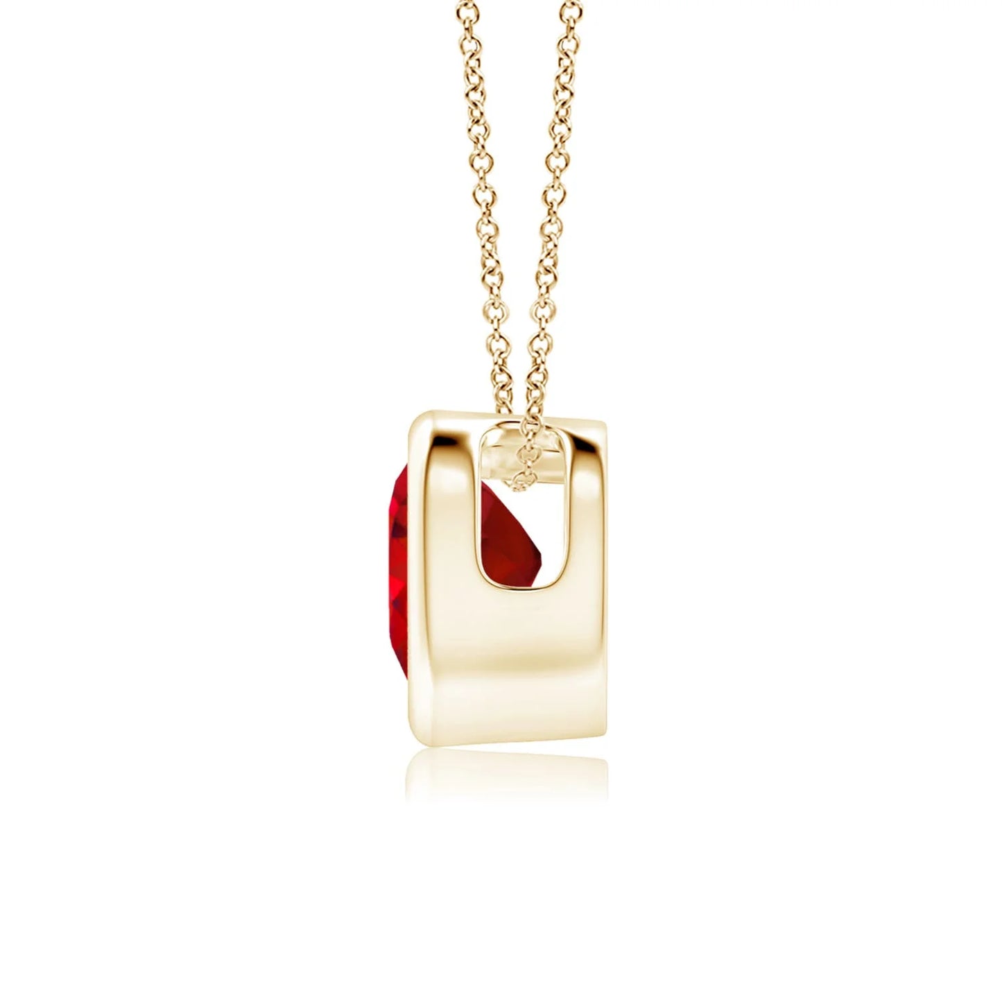 2.32G 14K  Gold Bezel-Set Solitaire Heart Cut Ruby Pendant IGI Certified Natural Precious Gemstone Link Chain Pendant Necklace