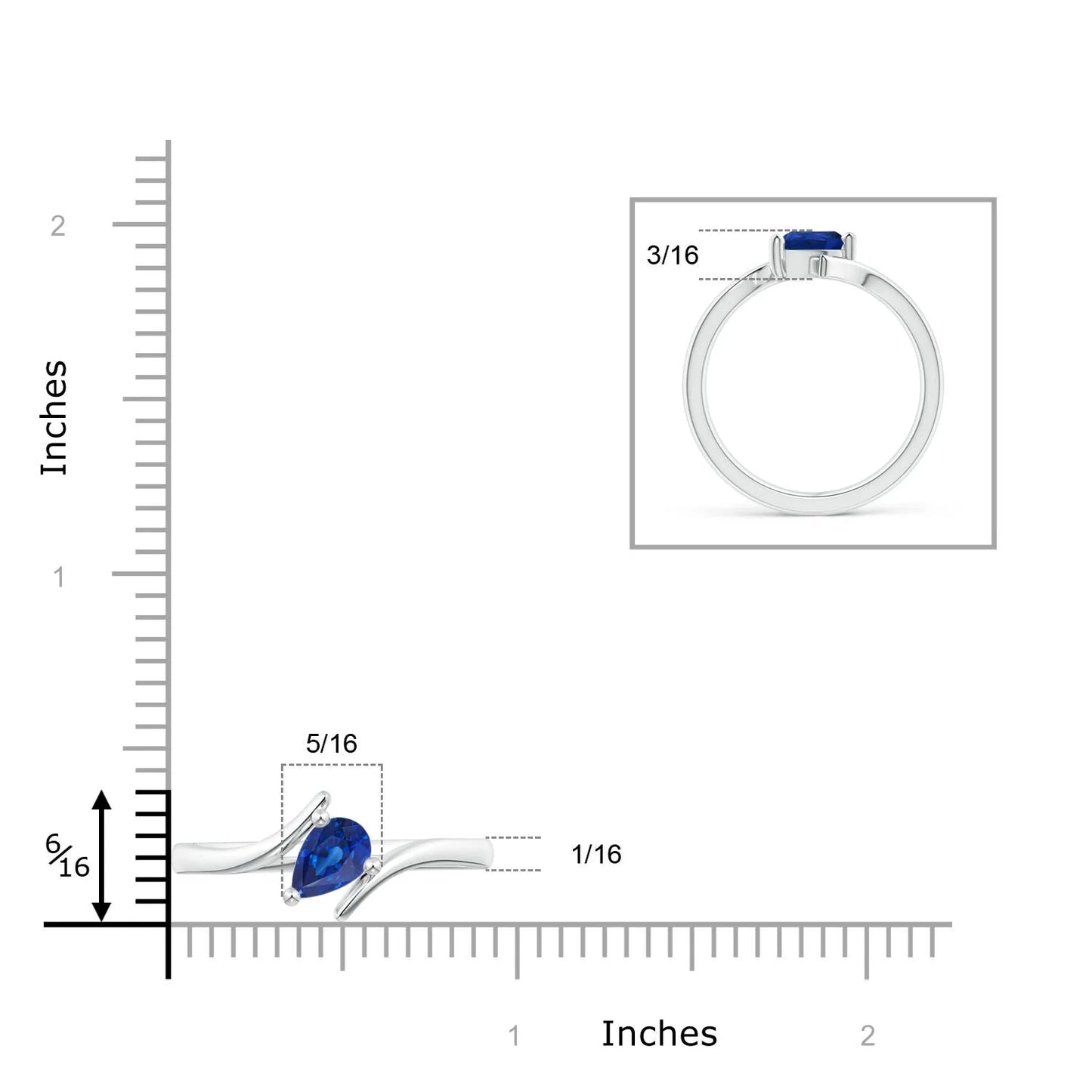 Prong Sett Pear Cut Blue Sapphire Timeless Elegant Bypass Design Ring 14k Solid Gold Certified Natural Gemstone Engagement Ring
