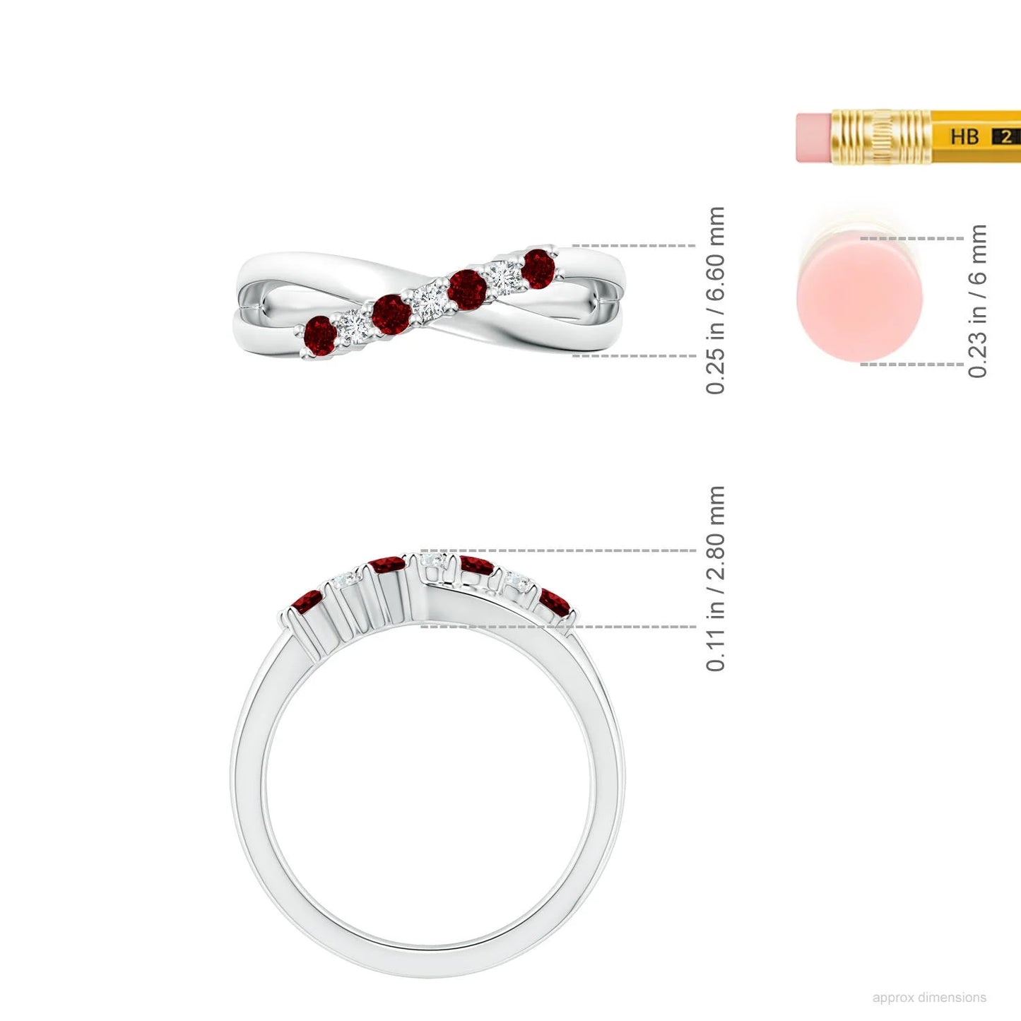 14K Solid Gold Natural Round Brilliant Cut 0.62Ctw Ruby and 0.22Ctw Diamond Crossover Ring Unique Handmade Wedding Ring For Her