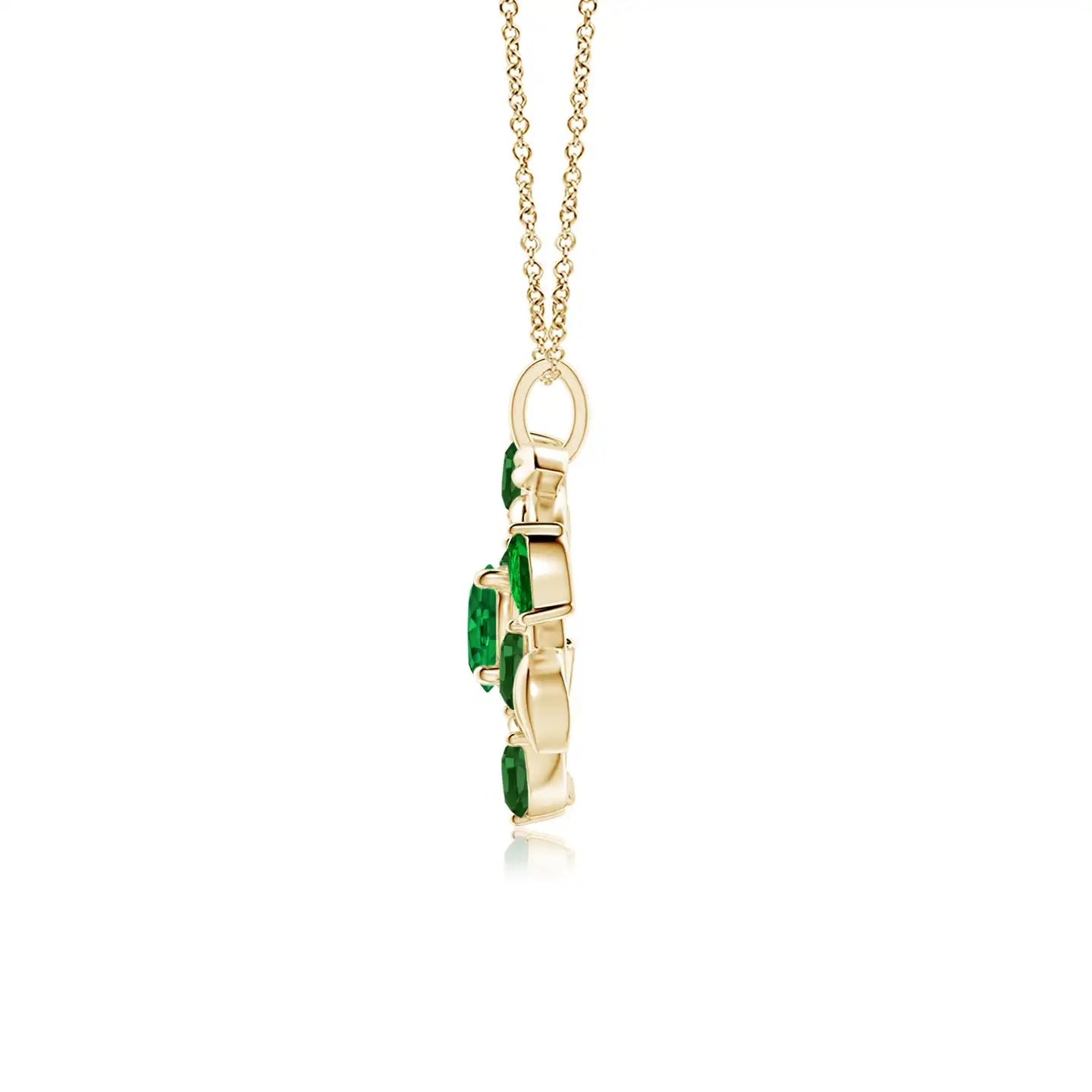 14K Solid Gold Natural Emerald Olive Branch Pendant Round Marquise Multi-Stone Fine Jewellery Anniversary Gift For Her 2026