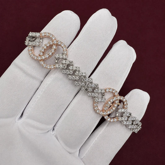 BiG-BOSS Radiant Lab Diamond Cushion Cut Filled Diamonds 14K Rose Gold Tennis Bracelet Luxury IGI Certified Free Engraving Moissanite