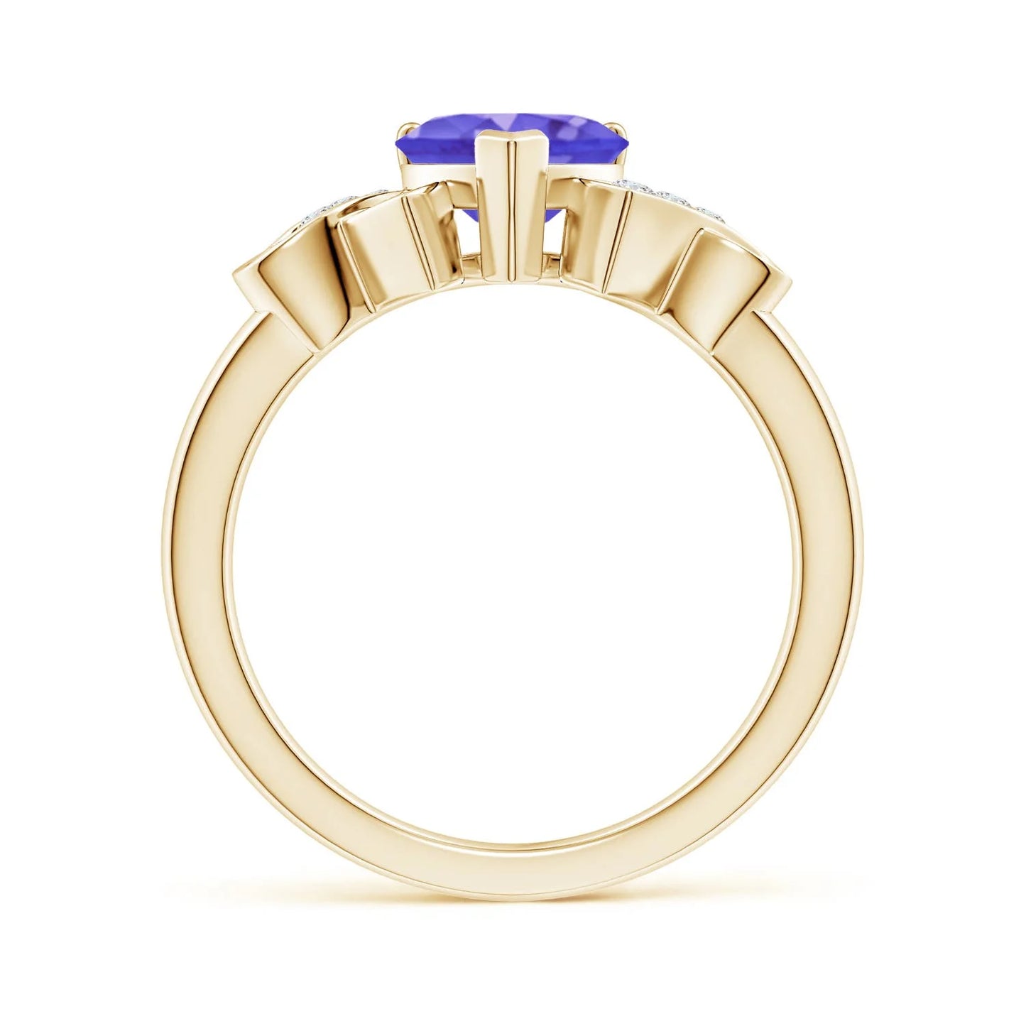 1.38 Cts Natural Heart Cut Prong Sett Tanzanite & Side Accent Diamond Solitaire Ring 14K Gold Luxury Engagement Ring For Women