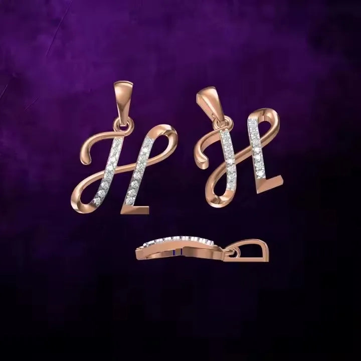 BiG-BOSS Silver Plated H-Alphabet Pendant Necklace Moissanite Stylish Trendy Letter Charm for Men's Party Perfect Gift Idea