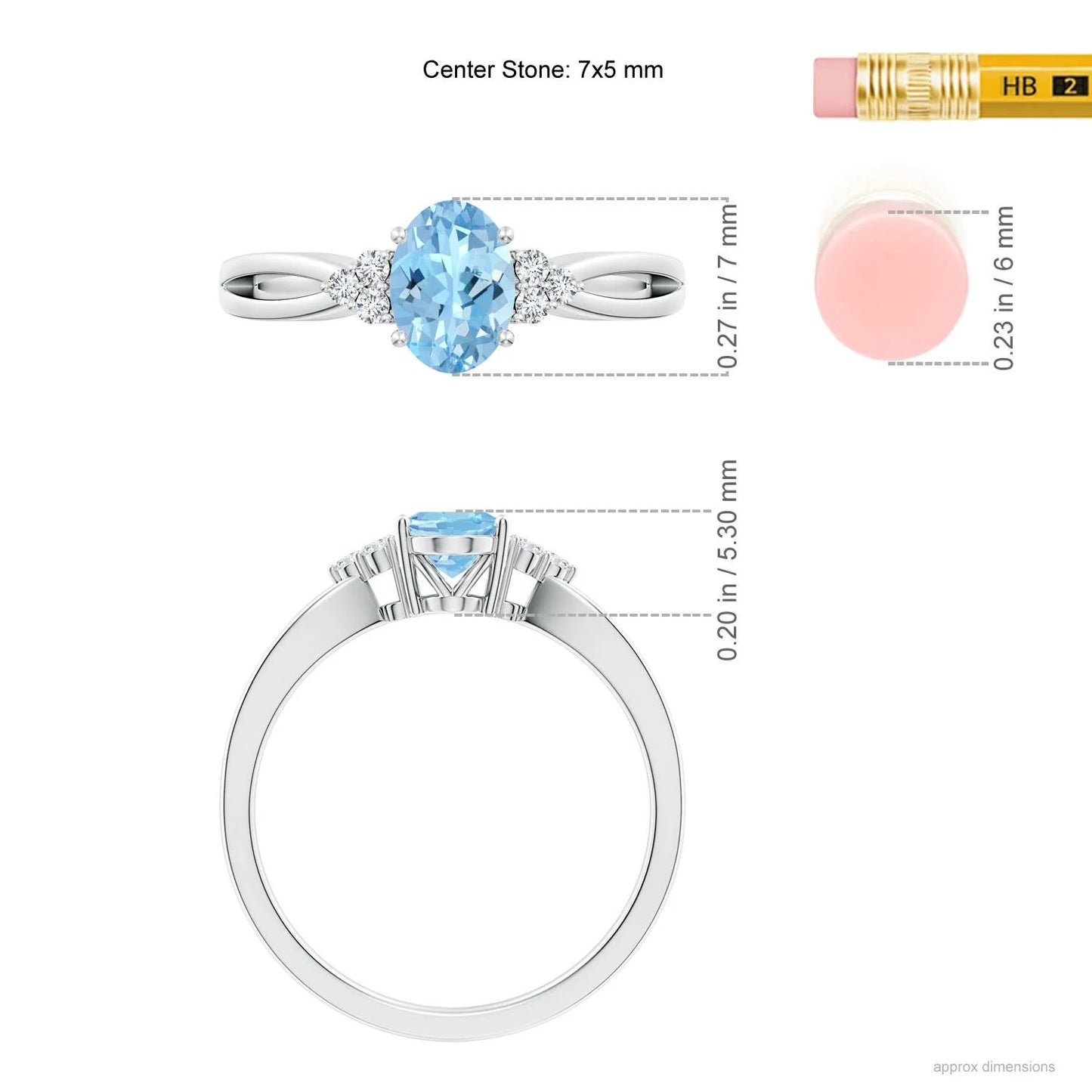 14k Solid Gold Antique Oval Cut 1.00 Carat Natural Aquamarine & Trio Diamond Engagement Ring for Women Split Shank Wedding Ring