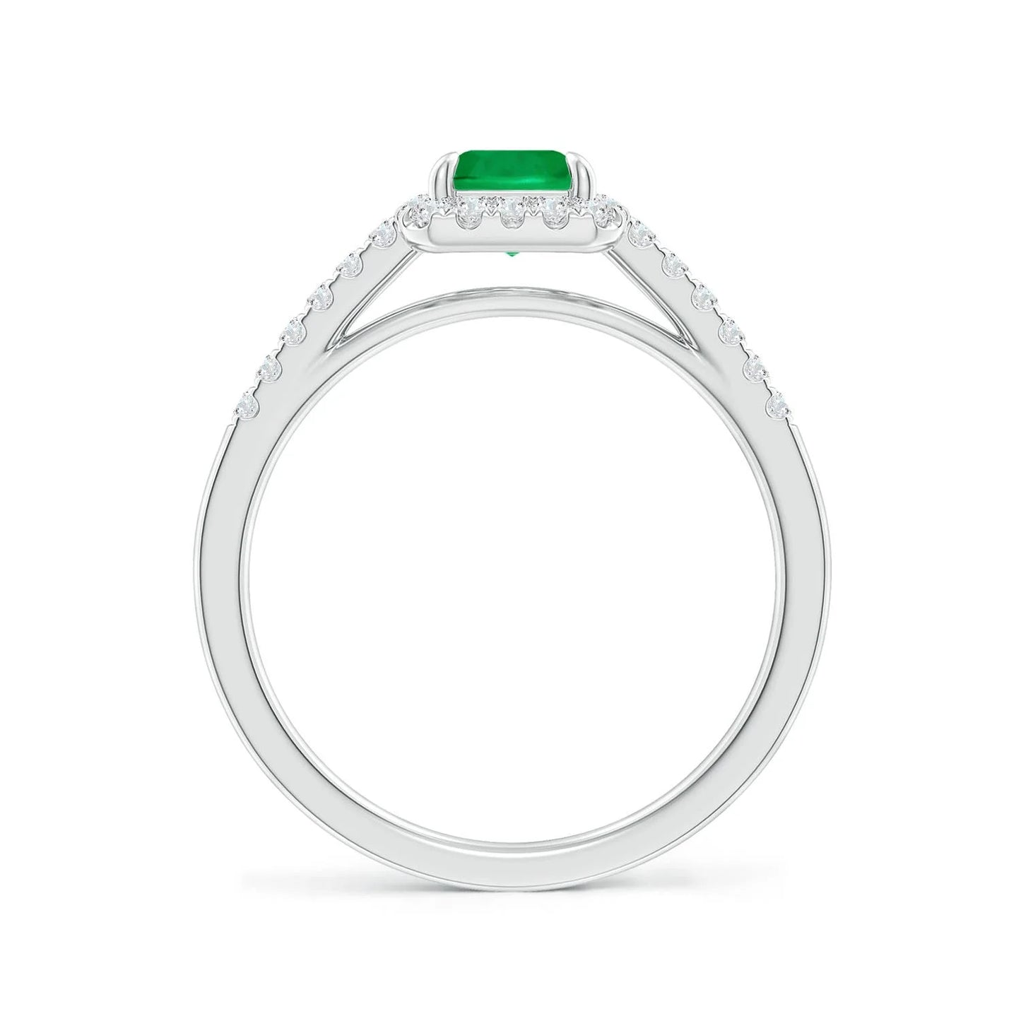 Top Quality 14k Gold 7*5MM Emerald Cut 1.10Ctw Emerald & Round Brilliant Cut Diamond Halo Ring Luxury Designer Engagement Ring