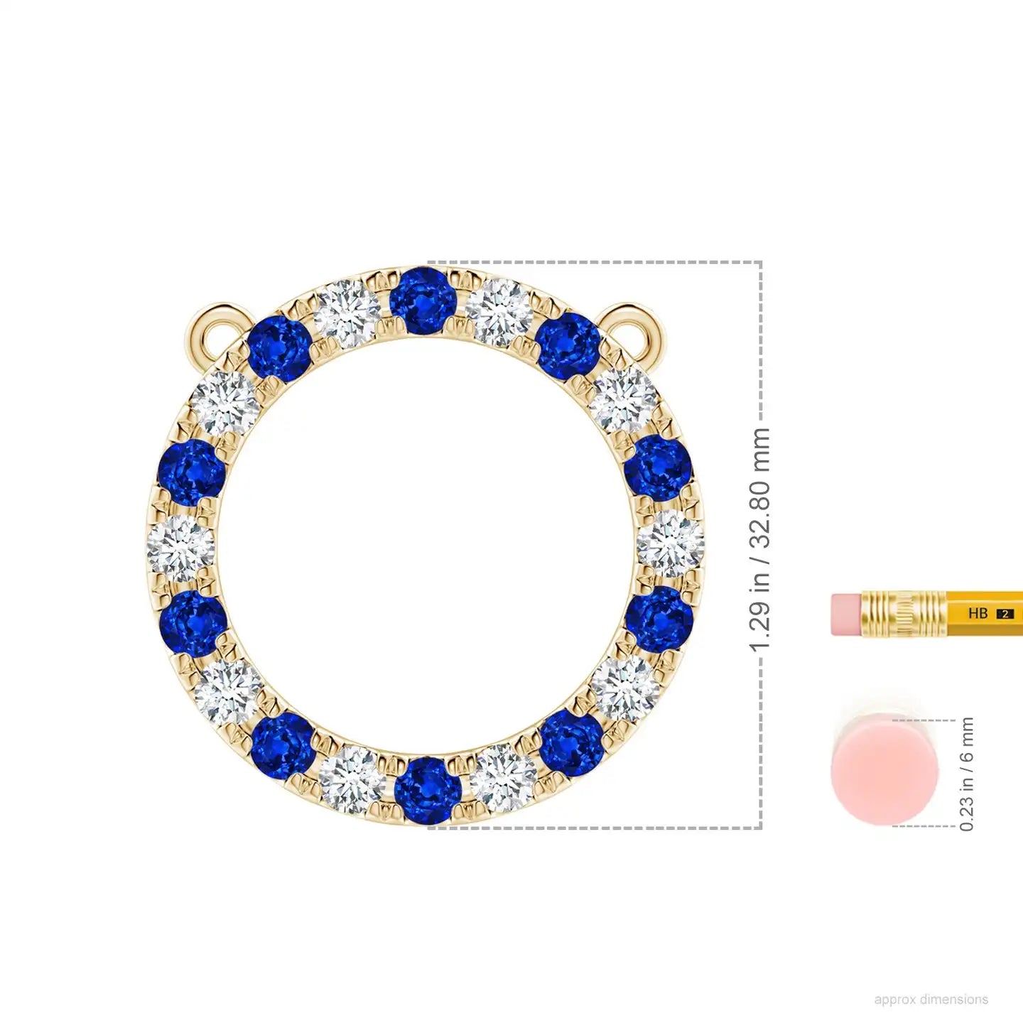 14K 18K Solid Gold Luxury Shiny Pendant Necklace IGI Certified Natural Blue Sapphire With Diamond Open Circle Eternity Pendant