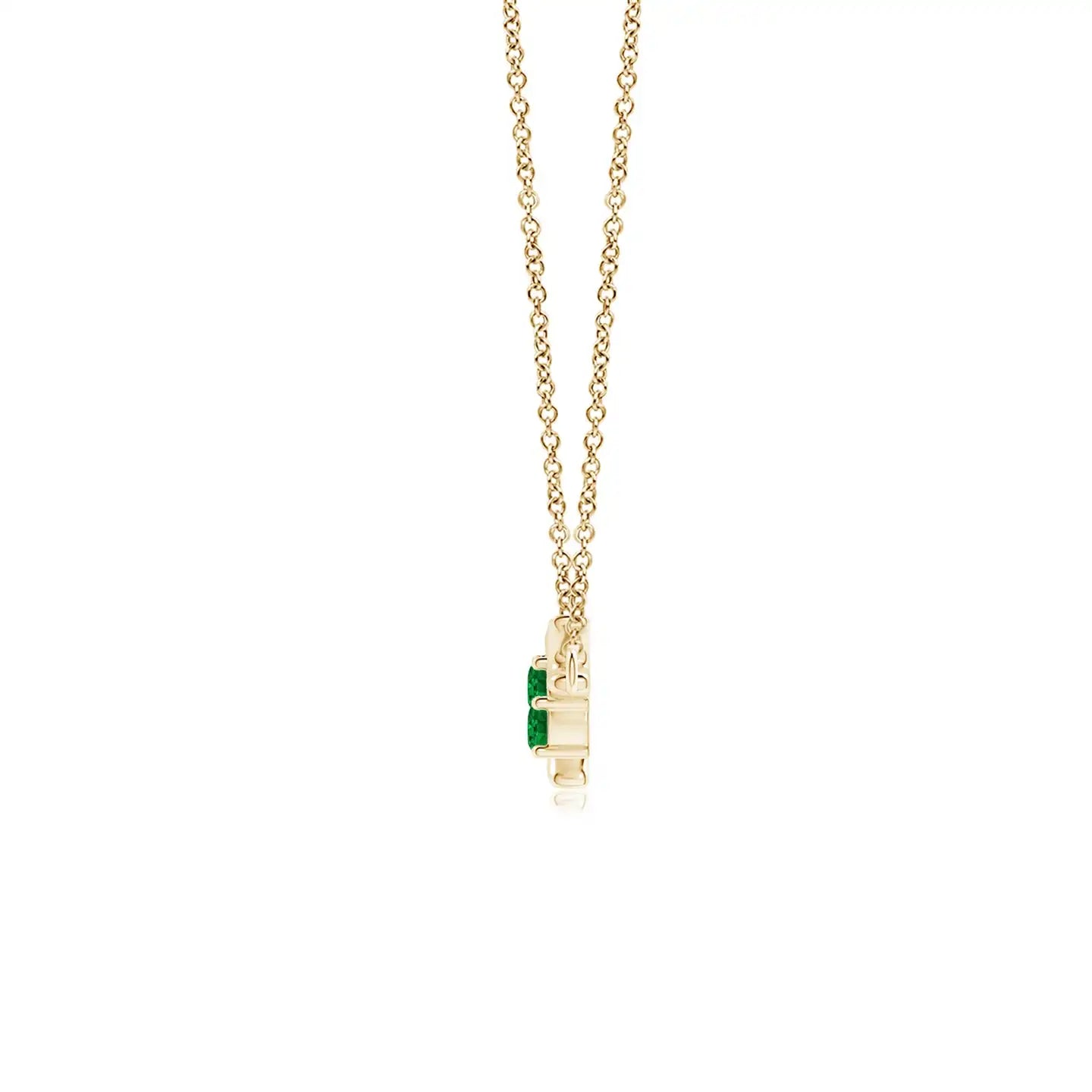 14K 18K Pure Gold Prong-Set Round Cut Natural Green Emerald Tree Branch Design Pendant Necklace Nature Inspired Designer Pendant