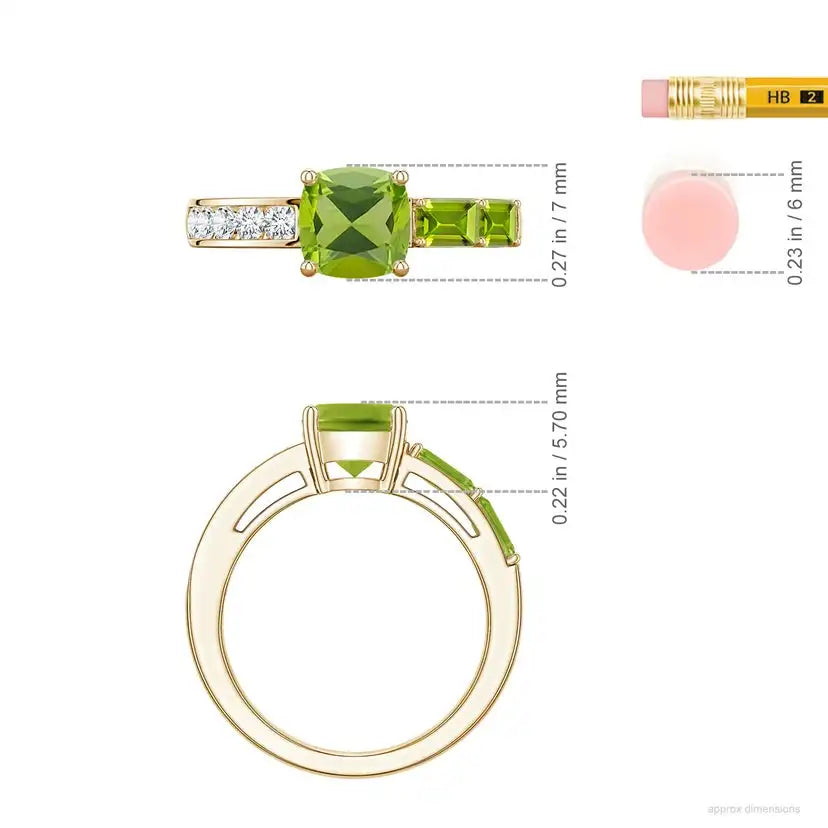 14K Solid Solid Gold Ring Natural Peridot Round 7 mm Natural Diamonds Halo Fine Jewelry IGI Certified Color