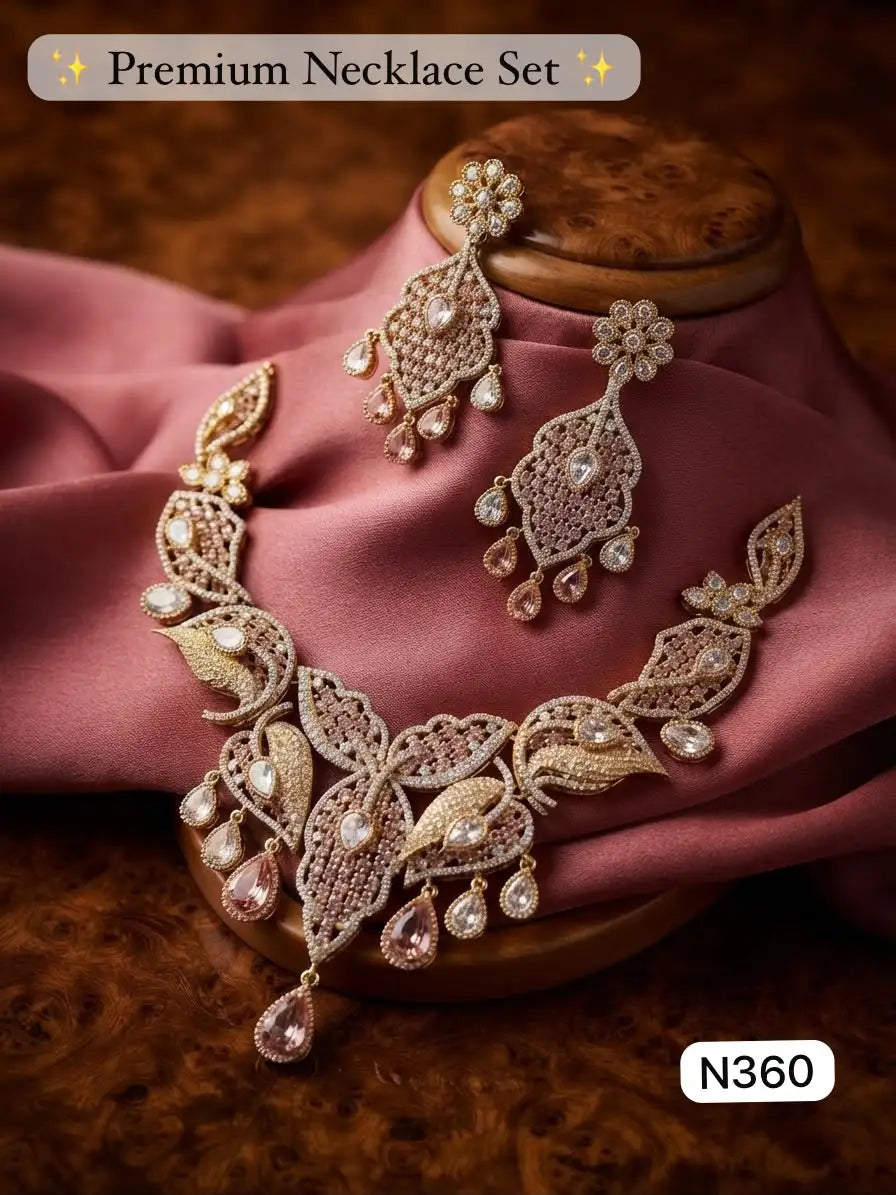 Elegant Emerald Leaf Necklace Set Gold Plated Green Stone Bridal Wedding Party Luxury Jewelry Set for Women Gift Wear