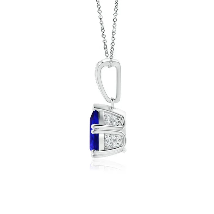 14k Gold Vintage Style Pear Cut Natural Tanzanite Gemstone Drop Pendant With Diamond IGI Certified Handmade Fine Jewelry Pendant
