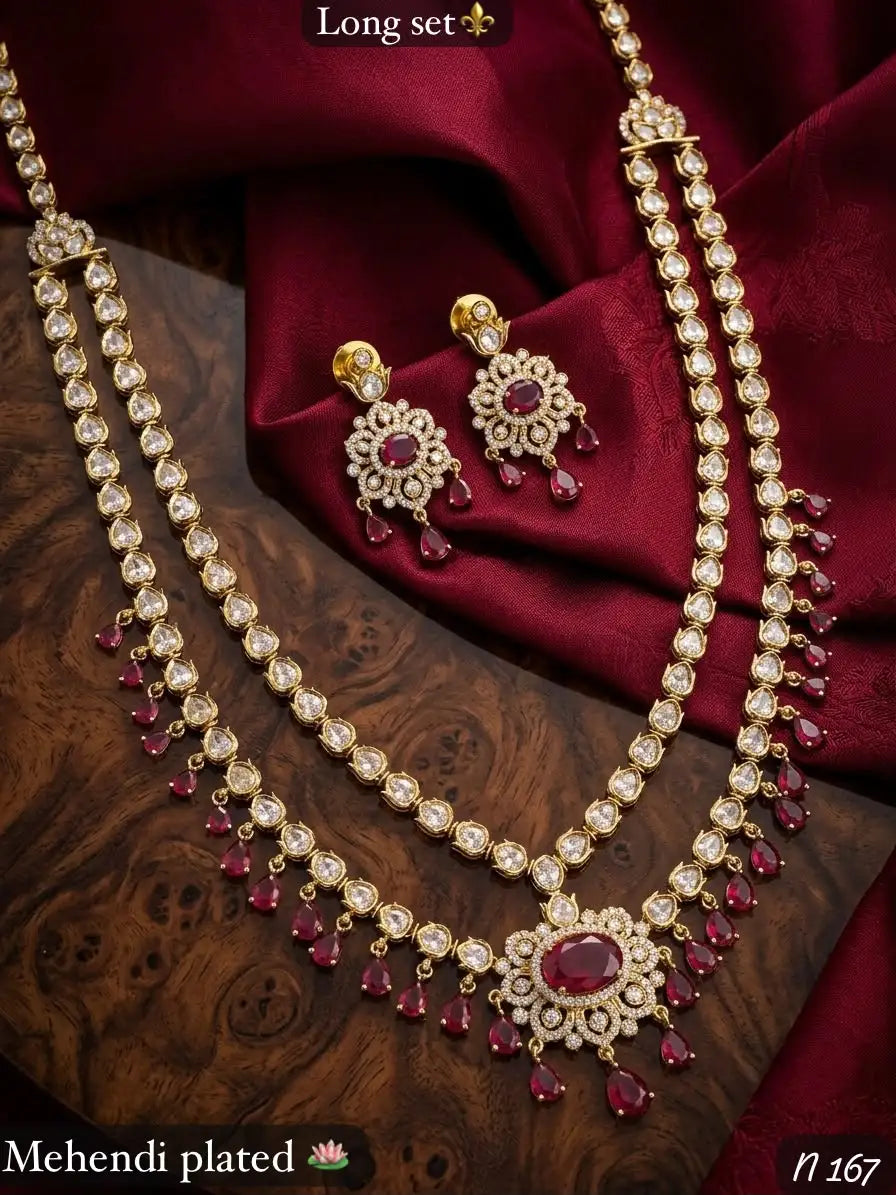 Royal Mehendi Heritage Bridal Necklace Set Pear Cut Mehandi Plated Wedding Party Premium Traditional Jewelry for Women Set