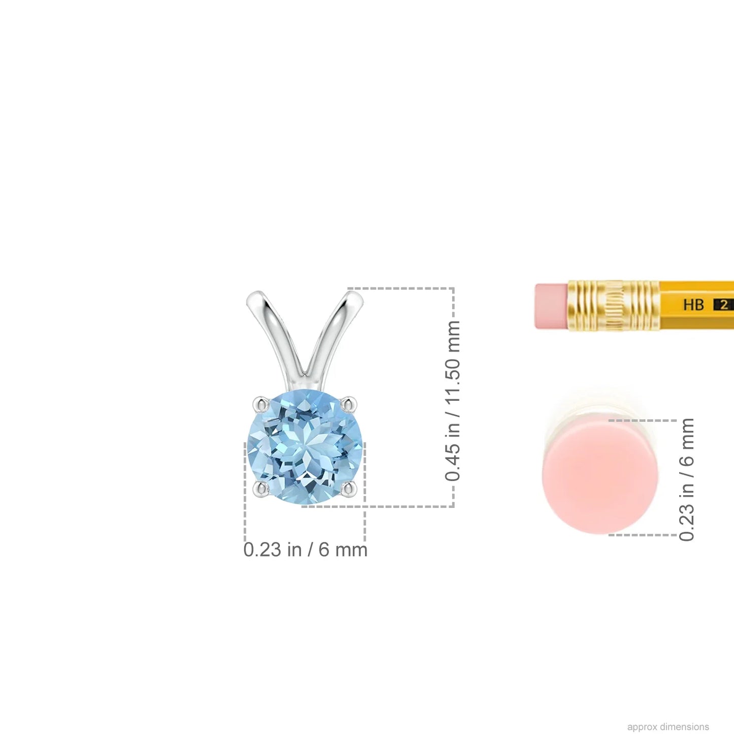 Top Quality Customized Handmade Birthstone Pendant 14K Pure Gold Natural Round Aquamarine V-Bale Solitaire 4 Claw Set Pendant