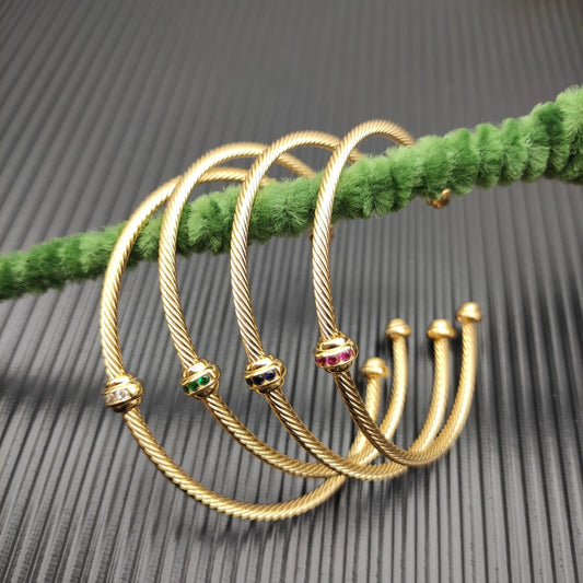 FASHIONISTA DY High-Quality Gold-Plated Diamond-Set Bangle, Unisex Silver-Plated Diamond-Set Bangle, Jewelry