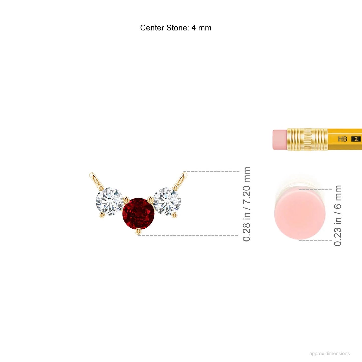 14K 18K Gold Genuine Round Cut Ruby & Two Diamond Three Stone Pendant Unique Style IGI Certified Pendant Link Chain Necklace
