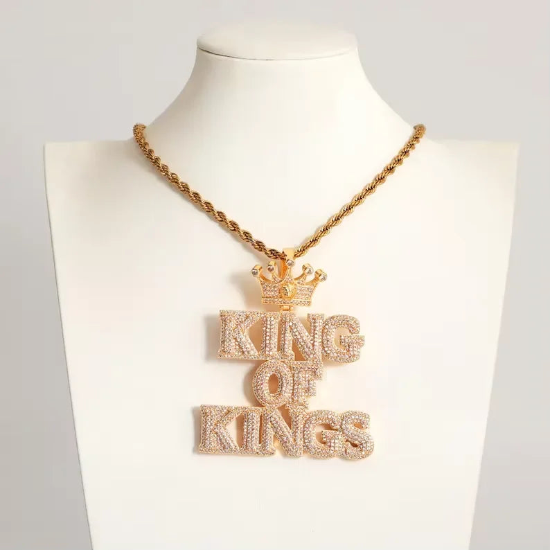 BiG-BOSS Iced Out King of Kings Pendant Moissanite Crown Design Custom Hip Hop Statement Jewellery for Men